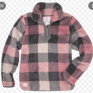 Simply Souther Women’s pullover in buffalo print and the size Large.